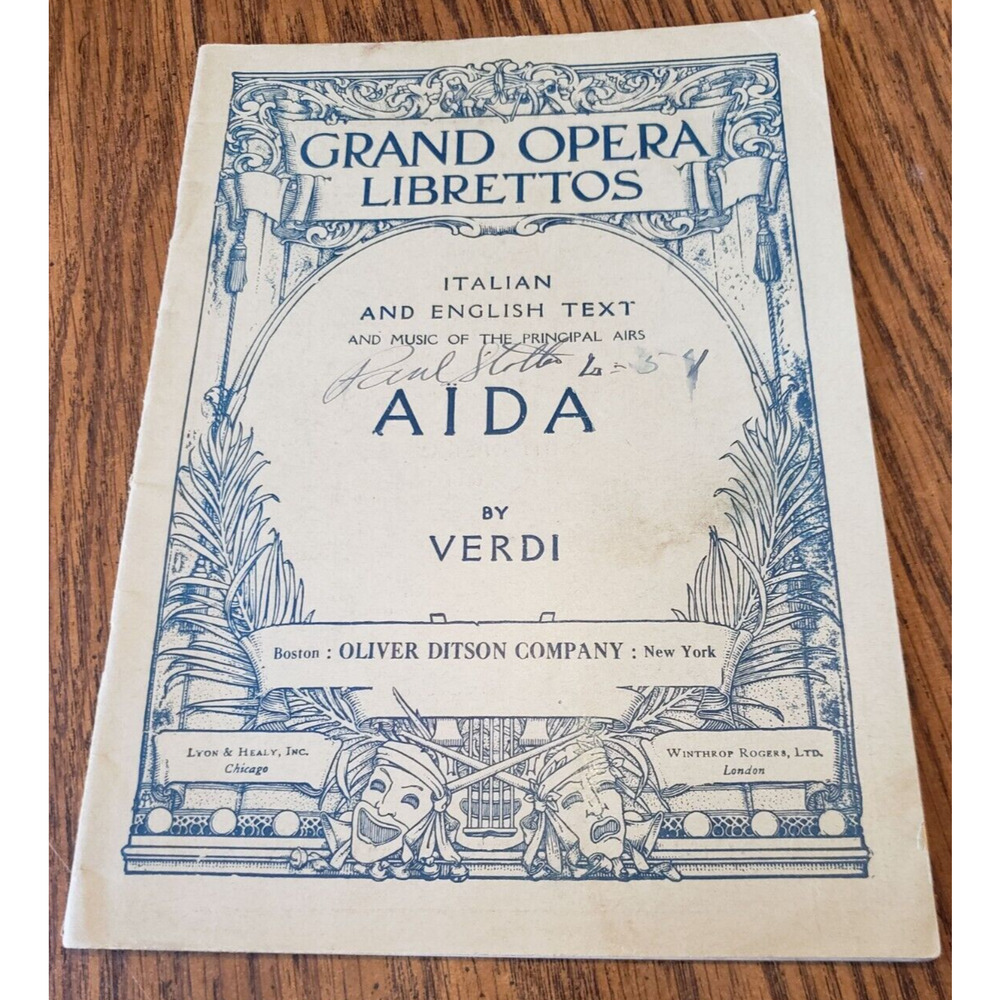 Vintage Grand Opera Librettos AIDA Program Oliver Ditson Company Boston NYC
